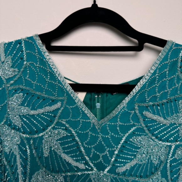Vintage Beaded Turquoise Dress with Slit - Picture 4 of 13